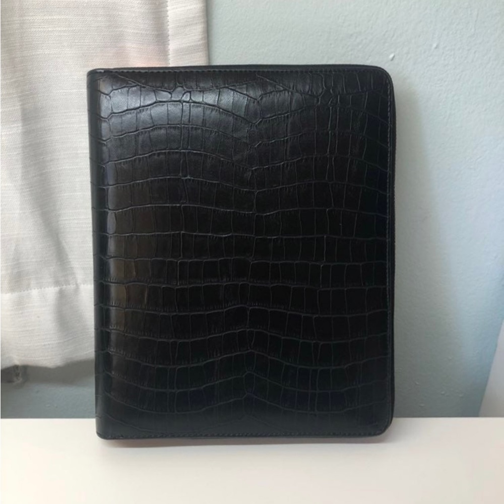 Kikki.K A5 Black Croco Leather Zippered Planner